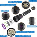 ALONEFIRE SV43 36W 365nm UV Flashlight USB C Rechargeable Ultraviolet Black Light Woods Lamp for Pet Urine Detector, Resin Curing, Scorpion, Fishing, Leak with UV Protective Glasses, Battery
