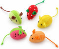 Haourlife Catnip Cat Mice Toys Interactive Mouse Cat Toy for Indoor Adult Cats Kitten Kitty Baby Cat Chew Exercise Toy Fruit-Shaped Mice Cat Toy Set - 5PCS