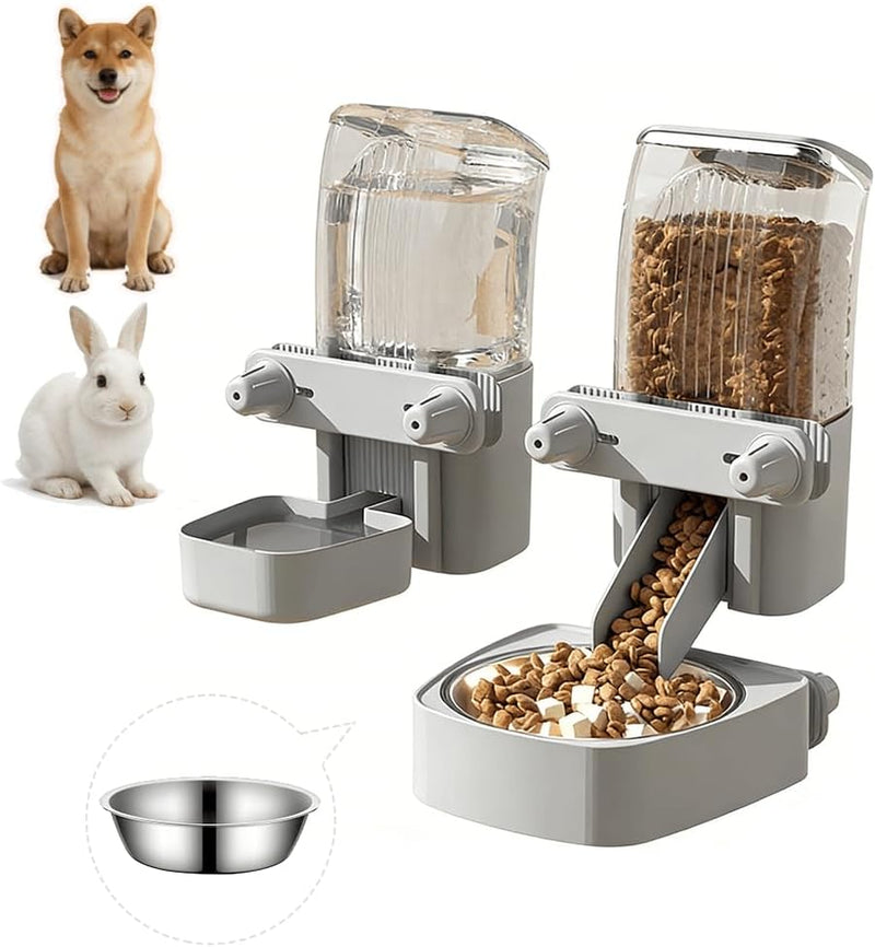 2-Pack Cage-Style Large Capacity Hanging Automatic Pet Feeder & Water Dispenser 50oz/1500ml,for Cages 0.98
