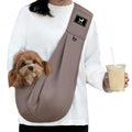 PAWPUBBY Dog Sling Carrier for Small Dogs & Cats up to 15 lbs, Hands-Free Pet Carrier Bag, Plus Size L Fits 47-53 in Bust, Padded Strap, Safety Leash, Caramel
