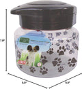 Lixit® Dog Treat Plastic Jar - Airtight Food and Treat Storage Jars for Dogs, Cats, Small Animals and Birds - Made in USA (Paw Prints - Gray, 64 Ounce)