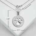 Claddagh Gold Solid .925 Sterling Silver Puppy Dog Cat Pet Paw Print Round Coin Medal Pendant Necklace - Choice of Penda