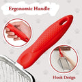 Apidgrowth Cat Litter Scoop - Long Handle Scooper, Rustproof Stainless Steel Mesh, Non-Slip Grip, Deep Shovel Sifter for All Litter Types, Easy Clean Kitty Waste Litter for Litter Box(Red)