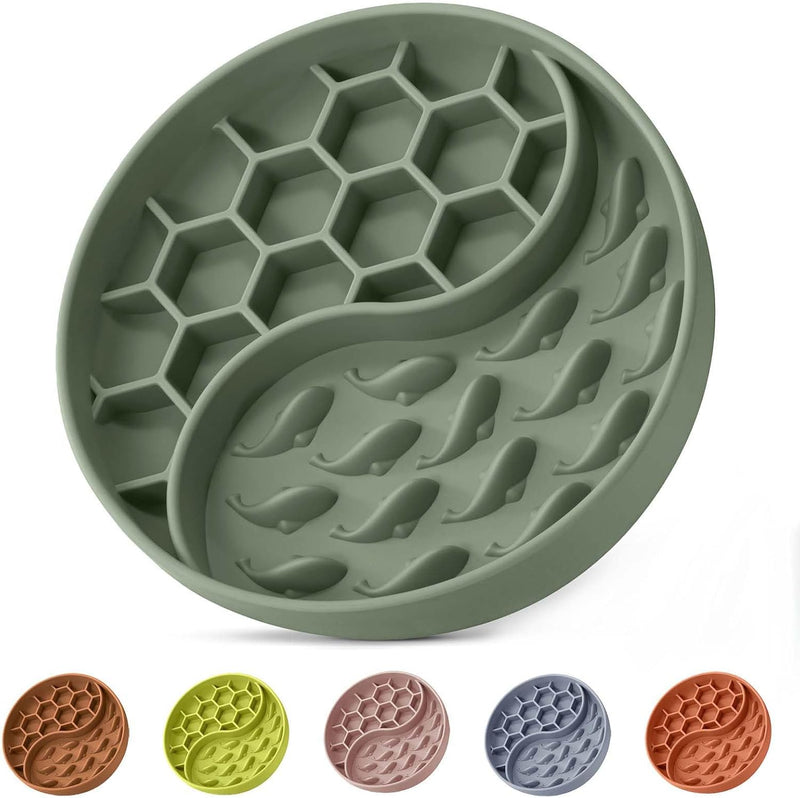 Slow Feeder Dog Bowl, Pet Puzzle Dish w/Suction Cup, Small Medium
