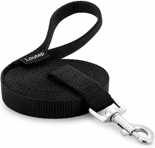 Loutep Dog Training Leash - Long Line for Recall & Obedience, Nylon Training Lead with Padded Handle, 15 ft / 20 ft / 30 ft / 50 ft / 100 ft - Long Leash for Dogs Outside, Small/Medium/Large