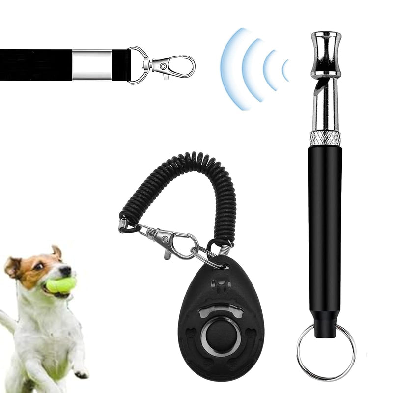 Dog Training Clicker and Whistle for Training and Recall, Pet Training Accessories for Puppy, Cats, Horses & Small Animals - with Lanyard, Reward and Train Your Pets Efficiently Training and Behavior