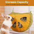 Hanging Hay Bag, 4 Holes Rabbit Hay Feeder Guinea Pig Feeding Bag with 2 Hooks for Bunny Hamster Chinchilla Small Animal
