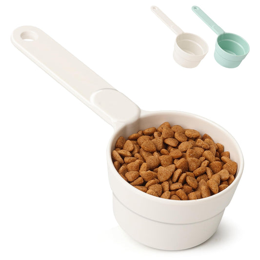 ComSaf Dog Food Scoop 1/2 Cup - MSBC Melamine Pet Food Scoop Measuring Cup for Dog Cat Ferret Rabbit Bird Food, Half Cup Scoop Food-Grade Pet Feed Scoops with Handle, Dishwasher Safe, White