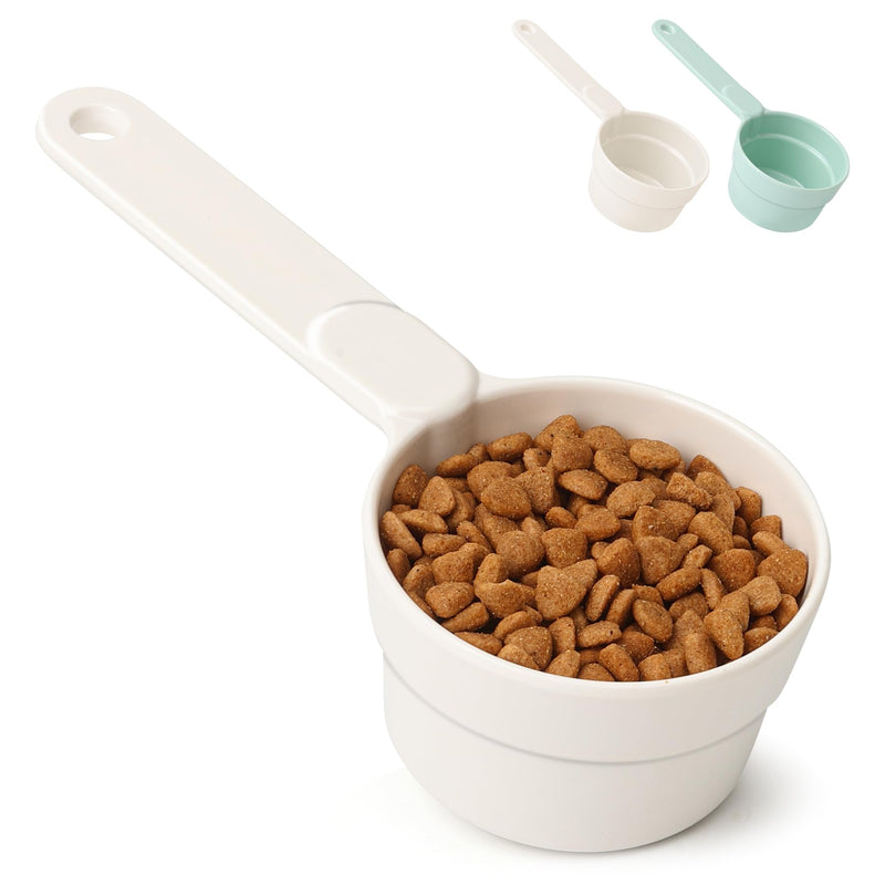 ComSaf Dog Food Scoop 1/2 Cup - MSBC Melamine Pet Food Scoop Measuring Cup for Dog Cat Ferret Rabbit Bird Food, Half Cup Scoop Food-Grade Pet Feed Scoops with Handle, Dishwasher Safe, White