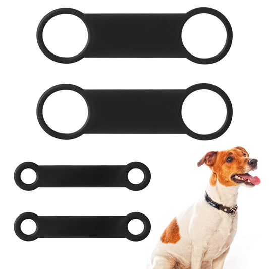 4 Pack Dog Tag Rubber Band Replacement Silicone Elastic Holder for Pet Collar, 2 Sizes Slide on Dog Tags Name Id Silent Noiseless Pet Id Tags for Puppy Kitten Small Dogs Cat