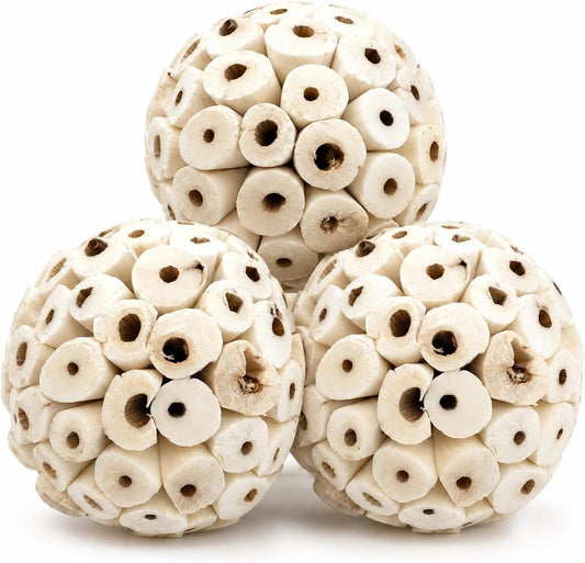 Bonka Bird Toys 1214 Pk3 All-Natural Sola Atta Balls, 3-Pack, 2" Diameter, Soft and Lightweight Chew and Foot Toys for Birds, Small Pets, and DIY Crafts, Safe for Parrots, Parakeets, and Cockatiels
