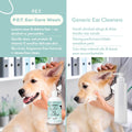 P.E.T. Ear Care Wash for Dogs & Cats — 0% Alcohol & Fragrance-Free Formula — Loosens Wax, Removes Debris, Neutralizes Od