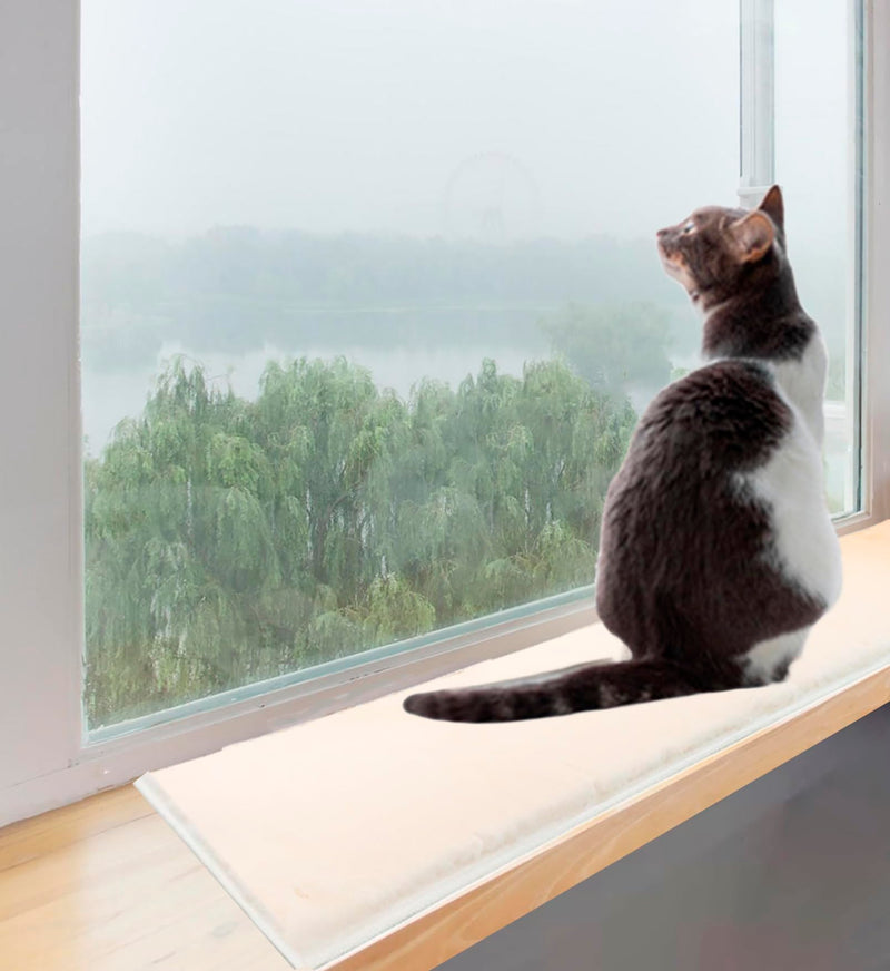 Soft Cat Dog Window Sill Pad Perch, Fluffy Windowsill Dog Mat Pillow Seat Bed, Cat Pet Cushion for Window Sill Mat (Beige, 12