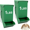 2 Packs Hay Feeder Rabbit, Metal Small Animal Feeder with Lid & Mesh Bottom, 3.1 Inch 1 LBS Capacity, Gravity Food Dispe