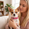 Hot Pink Kitten Collar with Bell, Soft Pu Leather Small Dog Collars Adjustable Buckle for XXS XS Extra Small Medium Tiny