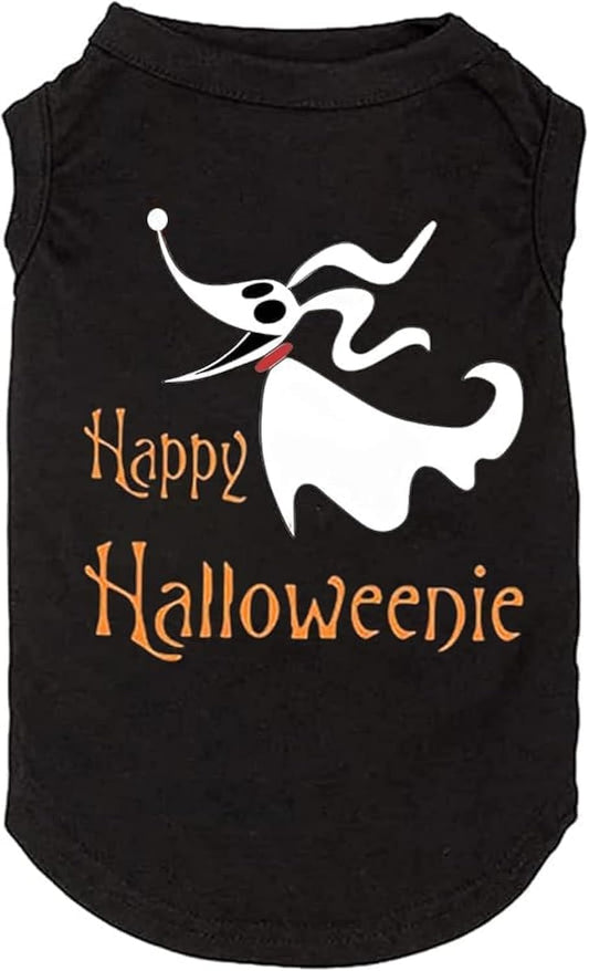 Funy Pumpkin T-Shirt Cute Ghost Dog Bone Print Shirt & Vest - Small to Large, Puppy to Adult, Fall Gift