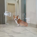 Clear Acrylic Freestanding Dog Gates for the House – Folding 3-Panel Pet Gates for Doorways, Indoor Stairs, and Hallways