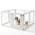 Heavy Duty Clear Acrylic Dog Playpen for Small/Medium Pets – 32" High Clear Pet Pen with Sturdy Metal Frame, Walk-in Kennel, Expandable Indoor & Outdoor Pet Play Yard