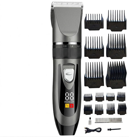VCM Dog Grooming Kit 2 in 1 Replaceable Paw Trimmer Blade Rechargeable Electric Hair Clipper Low Noise Cordless Shaver for Dog Cat Pet