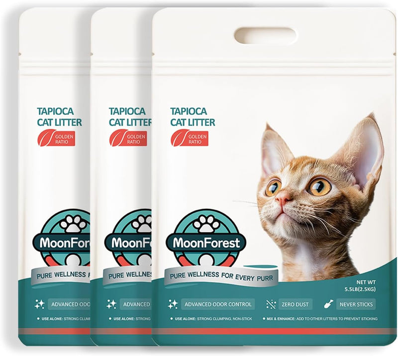 Tapioca Cat Litter, Cassava Cat Litter Odor Control Dust-Free Clumping Litter