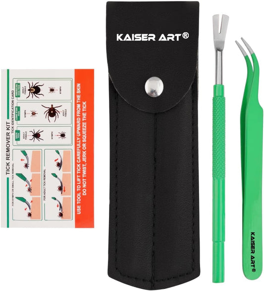 Tick Remover Tool for Dogs, Cats & Humans | Deer Tick Remover Kit | Stainless Steel Tick Removal Tool with Fine Tip Twee