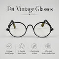 Pet Round Sunglasses,Retro Metal Frame Fashion Glasses,Cute Photo Prop Eyewear for Small Medium Dogs and Cats,Party Holi