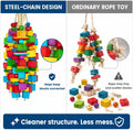 Zephyriel Large Bird Toy, 20 in XL Parrot Toys Natural Wood Blocks Bird Chew Toy for Foraging, Stainless Steel Chain Hanging Cage Toy for Macaws, Cockatoos, African Greys and Large Parrots-1.65 lb