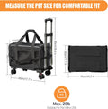 Pet Carrier with Wheels - Soft-Side Wheeled Cat Carrier for Dogs with Telescopic Handle, Collapsible Rolling Pet Travel 