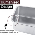 HNeekyr Stainless Steel Cat Litter Box for Adult Cats or Kitty/Kitten 18"x14"x6" Rust-Proof, High Side, Non Stick, No Smell, Easy to Clean Metal Cat Litter Box