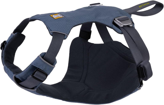 Ruffwear, Load Up Dog Car Harness, Padded Adjustable Travel Restraint with Universal Seat Belt Attachment and Strength-Rated Metal Hardware, for Road Trips in Cars & SUVs, Slate Blue, Medium