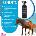 EQyss Premier Equine Horse Spray - Moisturizes Skin and Coat, Enhances Shine and Detangles, Prevents Dry Skin - Non-slip