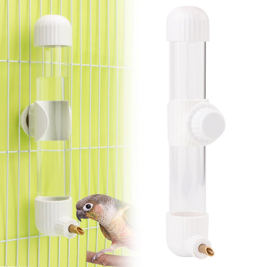 Hypeety 9.4 Fl Oz Leak-Proof Bird Water Bottle for Cage Clear No Spill Automatic Parrot Water Dispenser with Spring Valve for Small Parrots Budgies Finches Cockatiels Lovebirds (White, 9.4 oz/280 ml)
