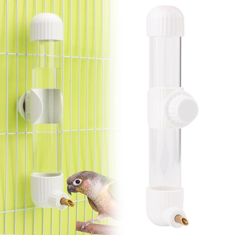 Hypeety 9.4 Fl Oz Leak-Proof Bird Water Bottle for Cage Clear No Spill Automatic Parrot Water Dispenser with Spring Valve for Small Parrots Budgies Finches Cockatiels Lovebirds (White, 9.4 oz/280 ml)