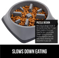 GORILLA GRIP® Patented BPA Free Slow Feeder Dog Bowls, Interactive Puzzle Toy for Dogs and Cats Food Training Enrichment, Keeps Pets Busy and Prevents Puppy Overeating, All Breeds, 2 Cup, Gray