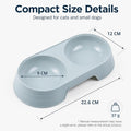 Pet Food and Water Bowl, Double Feeding Bowls, Small Grey, for Cats and Small Dogs, Portable Pet Accessories