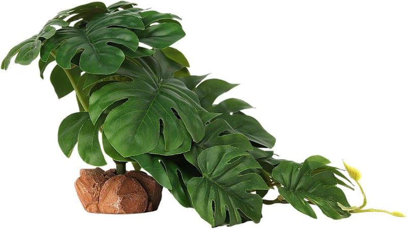 Fake Monstera Reptile Terrarium Plants for Ball Python Snake Gecko