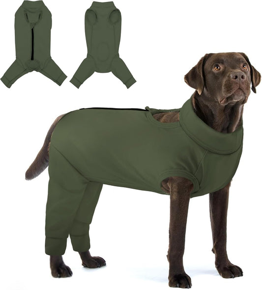 KOESON Back Zipper Dog Surgery Recovery Suit with Rear Leg Sleeve to Stop Licking, Soft Surgical Body Suit for Large Dog