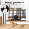 COMOMY 29.5-43.7" Pet Gate with Adjustable Cat Door for Stairs Doorways