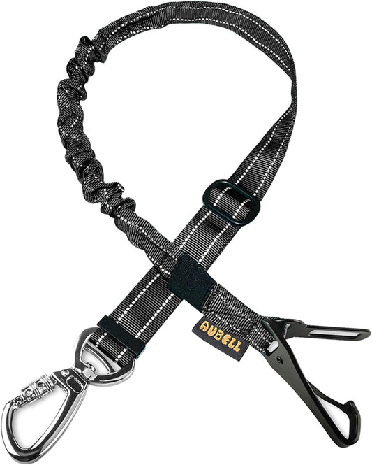 AUBELL Dog Seat Belt for Car,Updated 3-in-1 Adjustable Reflective Bungee Heavy Duty Dog Car Harness Tether with Clip Hook Latch & Buckle,Swivel Zinc Alloy Carabiner,Black