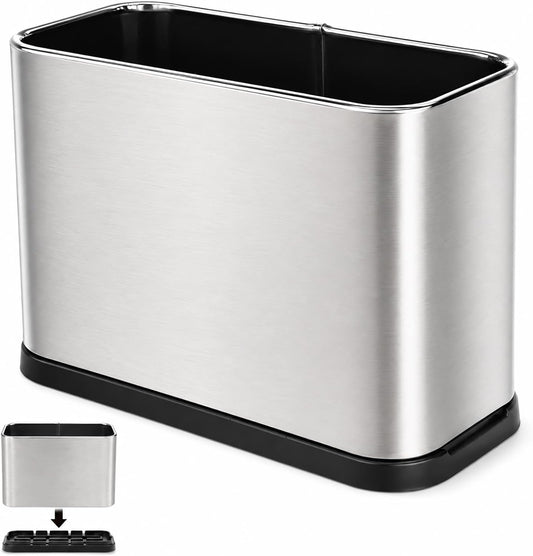 FHTONGE Stainless Steel Cat Litter Scoop Holder, Detachable Metal Cat Scooper Caddy, Universal Kitty Pooper Stand Trash Can Container for Most Pet Poop Shovels, Kitten Waste Scoops Storage Box