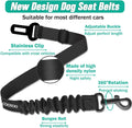 COOYOO Dog Seat Belt,3 Piece Set Retractable Dog Car Harness Adjustable Dog Seat Belt for Vehicle Nylon Pet Safety Seat 
