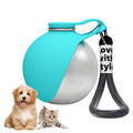 2 in 1 Portable Dog Water Bottle, 10oz Stainless Steel Leak Proof Pet Water Bottle with Foldable Silicone Bowl, Outdoor Travel Water Bottle for Dogs Walking Hiking Camping, 1 Pack Blue