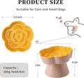 Tilted Cat Bowl, Flower-Shaped Ceramic Slow Feeder Cat Bowl, Raised Pet Bowl for Whisker Relief, Prevents Vomiting & Bloating, Non-Slip Base, Easy to Clean for Dry/Wet Food (Pink & Blue)