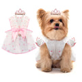 Coppthinktu Dog Dresses for Small Dogs Girl, Puppy Dress Strawberry Print Cat Dress Summer Clothes Bow Skirt with Crown Hair Clip, Small Dog Dress Female Cat Apparel Pet Outfit for Birthday Wedding