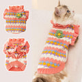 Anelekor Small Dog Sweater, Knitted Tulip Cat Sweater, Warm Thick Holiday Puppy Clothes for Dog Girl,Cold Weather Outfit for Kitten Chihuahua Yorkie Teacup Dachshund Pug (Pink, Small)