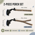 2 PCS Parrot Perch Stand, Movable Perch Stand Bird Training Set, Wood Parrot Perch Stand with Strong Suction Cup for Coc