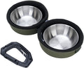 Portable Double Pet Bowl Set, Stainless Steel Food and Water Bowls with EVA Carry Case and Clip for Dogs and Cats Travel