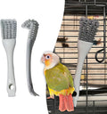 2-in-1 Bird Cage Cleaning Brush & Poop Remover with Long Handle – Scraper, Curved Brush for Parrot Cages, Kennels, and P