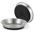 2 Pcs Stainless Steel Cat Bowls, Shallow Wide Food Water Bowls with Non-Slip Silicone Base, Dishwasher Safe for Cats Kittens Small Dogs Indoor Outdoor Use