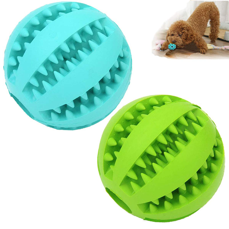 Sunglow 2 Pack Dog Toy Ball，Nontoxic Bite Resistant Teething Toys Balls for Small/Medium/Large Dog and Puppy Cat, Dog Pet Food Treat Feeder Chew Tooth Cleaning Ball Exercise Game IQ Training